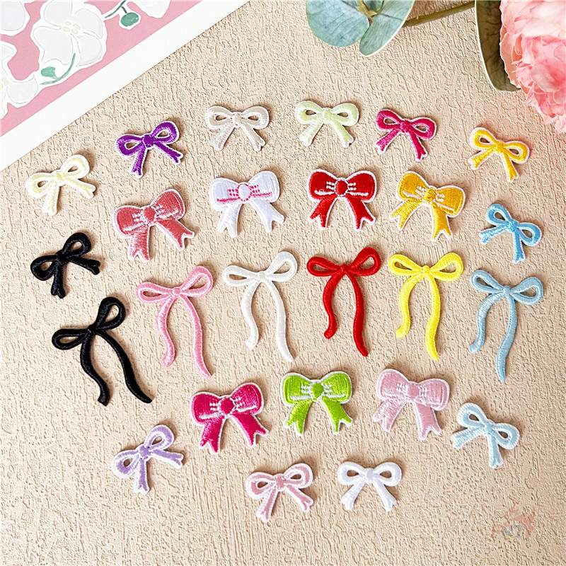 ✿ แพทช์สติกเกอร์ติดด้วยตนเอง Bowknots Art สีสันสดใส ✿ DIY เย็บบนป้ายเสื้อผ้าเย็บปักถักร้อย