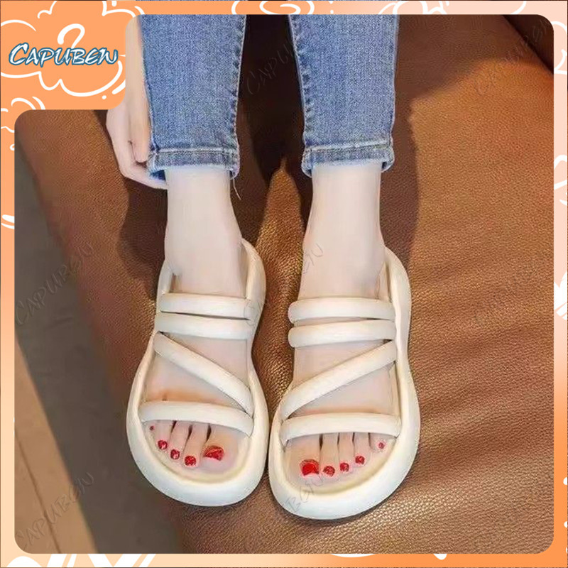 CAPUBEW หมวก รองเท้าแตะหญิง 2025 ฤดูร้อนใหม่ ดีไซน์แฟชั่น ก้นส้นหนากันกระแทก นุ่มนวล สบายเท้า สำหรับชายและหญิง รองเท้าแตะทะเล #02