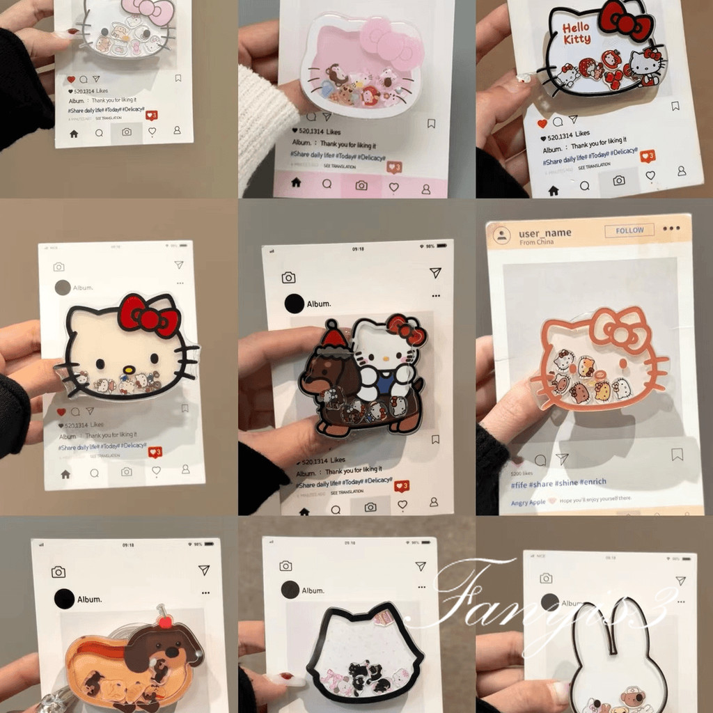 การ์ตูนน่ารัก Hello Kitty Shake Bracket สําหรับกรณีทั้งหมดการ์ตูนต่างๆ Labubu แบบพกพาพับถุงลมนิรภัย Bracket Holder ขาตั้งโทรศัพท์