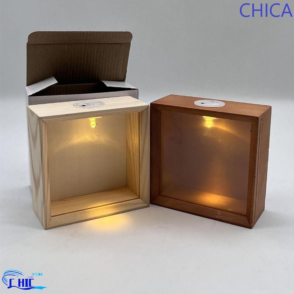 CHICA ไม้เงากล่องกรอบ,ตกแต่ง Handmade Display Case พร้อมไฟ Led, Multifunctional Soft Light โปร่งใสแผงอะคริลิคไม้ DIY Nightlight ของขวัญวันเกิด