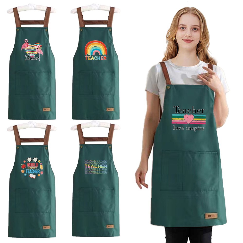 Teacher's Day gift Waterproof & oil-resistant apron durable kitchen workwear  teacher pattern series