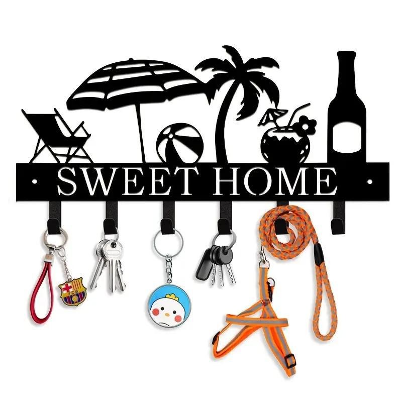เอ-ที่แขวนกุญแจชั้นวางของติดผนังโลหะศิลปะตกแต่งตะขอเสื้อหมวกทางเข้าทางเดิน - รูปที่ 2