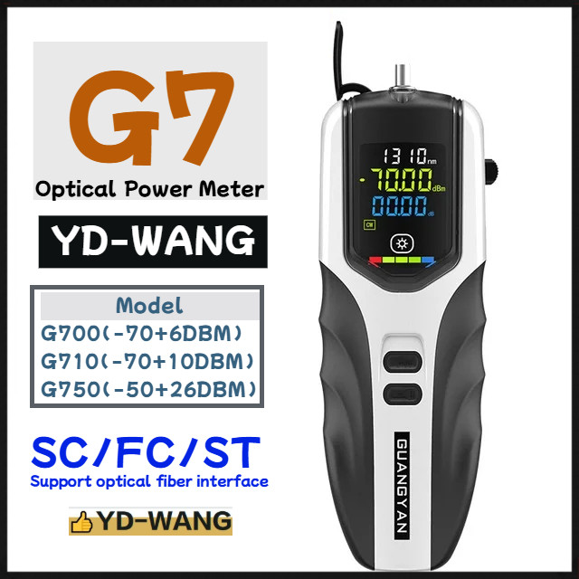 G7 Optical Power Meter,Handheld Mini fiber Optical Power Meter-70+10 dBm/-50+26 dBm/-70~+6dBm แบตเตอ