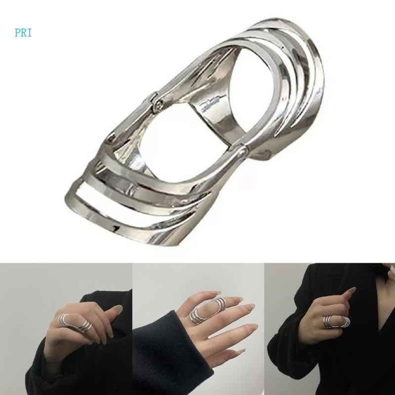 Pr Punk Hollow Index Finger Ring Retro Bendable Chunky Ring Jewelry