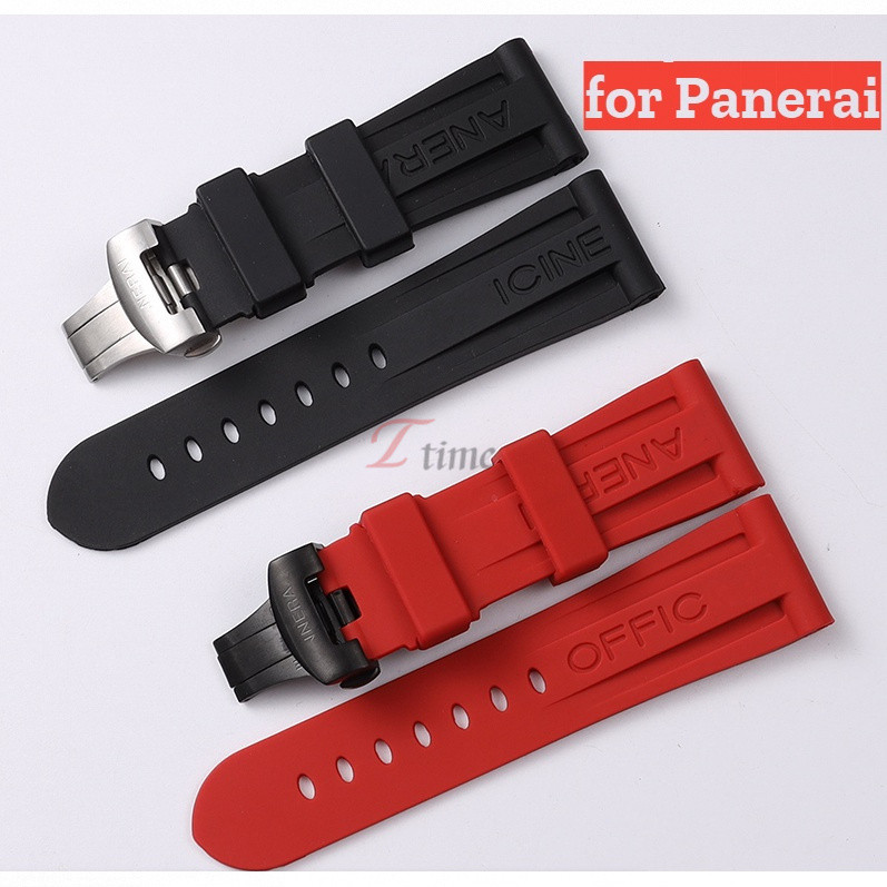 สายนาฬิกาข้อมือ ยางซิลิโคนนิ่ม 22 มม. 24 มม. คุณภาพสูง สําหรับ Panerai PAM111 441