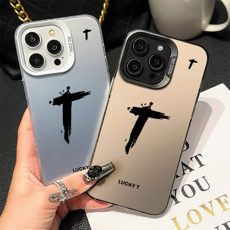 สต๊อกไทย เคสสำหรับไอโฟน11 ตัวอักษรTที ทีเชอะ เคสป้องกันมือถือ for IPhone 13 12 7Plus 14 15 11Pro MAX XR XS XSMAX SE2020 - รูปที่ 3