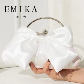EMIKA กระเป๋าทรงโบว์น่ารัก หวานๆ กระเป๋าสำหรับออกงาน กระเป๋าประดับด้วยโบว์ ทำจากผ้าแพร กระเป๋าถือ