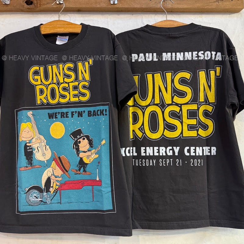 SNOOPY X GUNS N' ROSES	WE'RE F'N' BACK! tag HANES เสื้อวินเทจ เสื้อทัวร์ วงร๊อค heavy vintage shirt