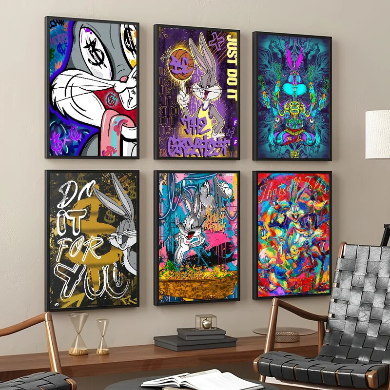 Anime Cute-Bugs Bunny Classic Movie Posters HD Quality Poster Wall Art Painting Study Nordic Home De