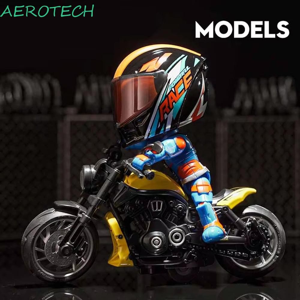 AEROTECH จําลองรถจักรยานยนต์ Rider ตุ๊กตา, Action Figure ยืดหยุ่นเปลี่ยนรถจักรยานยนต์ของเล่น,น่ารัก Cool Movable Limbs โลหะผสมเคลื่อนย้ายได้หุ่นรุ่น Auto Decor