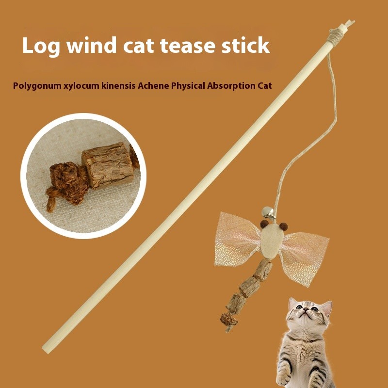 ของเล่นแมวใหม่ Dragonfly Teasing Stick Cat Soothing Interactive อุปกรณ์สําหรับสัตว์เลี้ยงขายส่ง