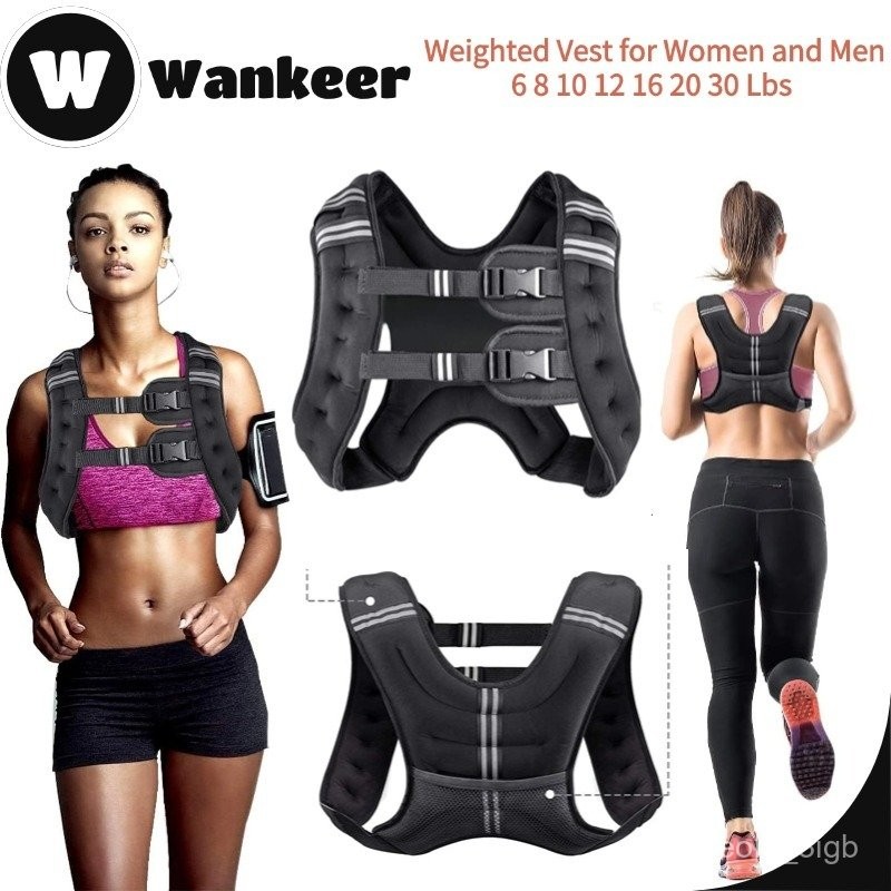 Wankeer Weighted Vest Weight Vest for Men Women And Student 6 8 10 12 16 20 30Lbs Weights Included, 