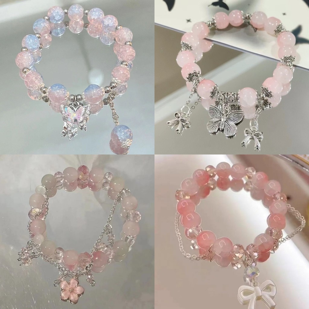 Evelyn กำไรข้อมือลูกปัดลายมัดย้อม สีพาสเทล ยางยืด สร้อยข้อมือ สไตล์เกาหลี เรียบง่าย หรูหรา สําหรับผู้หญิง#BRL-6