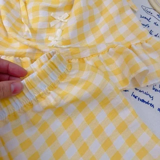 พร้อมส่ง ชุดเซ็ตเสื้อ+กางเกง เสื้อเด็กผู้หญิง ชุดเซ็ทเด็ก ลายสก็อตสีพาสเทลสวยหวาน ใสเย็นๆเบาๆสบายๆ "DA-M"