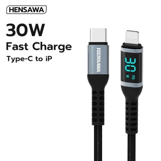 HENSAWA รุ่น US3109 PD 30W Type C To L แสดงผลแบบดิจิตอล Cable USB สาย สำหรับ iP 16 15 14 13 12 11 Pro Max Xs Plus iPad