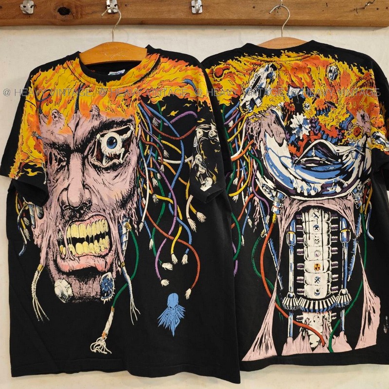 LOGAN LIQUID BLUE OVP OVERPRINT ป้ายห้อย สกรีนจม เสื้อวง เสื้อทัวร์ ลิควิดบูล เสื้อวินเทจ heavy vint