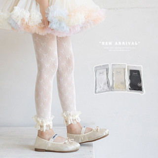 กางเกงรัดรูปเด็กผู้หญิง แบบบาง ลูกไม้โบว์น่ารัก ตาข่ายระบายอ…