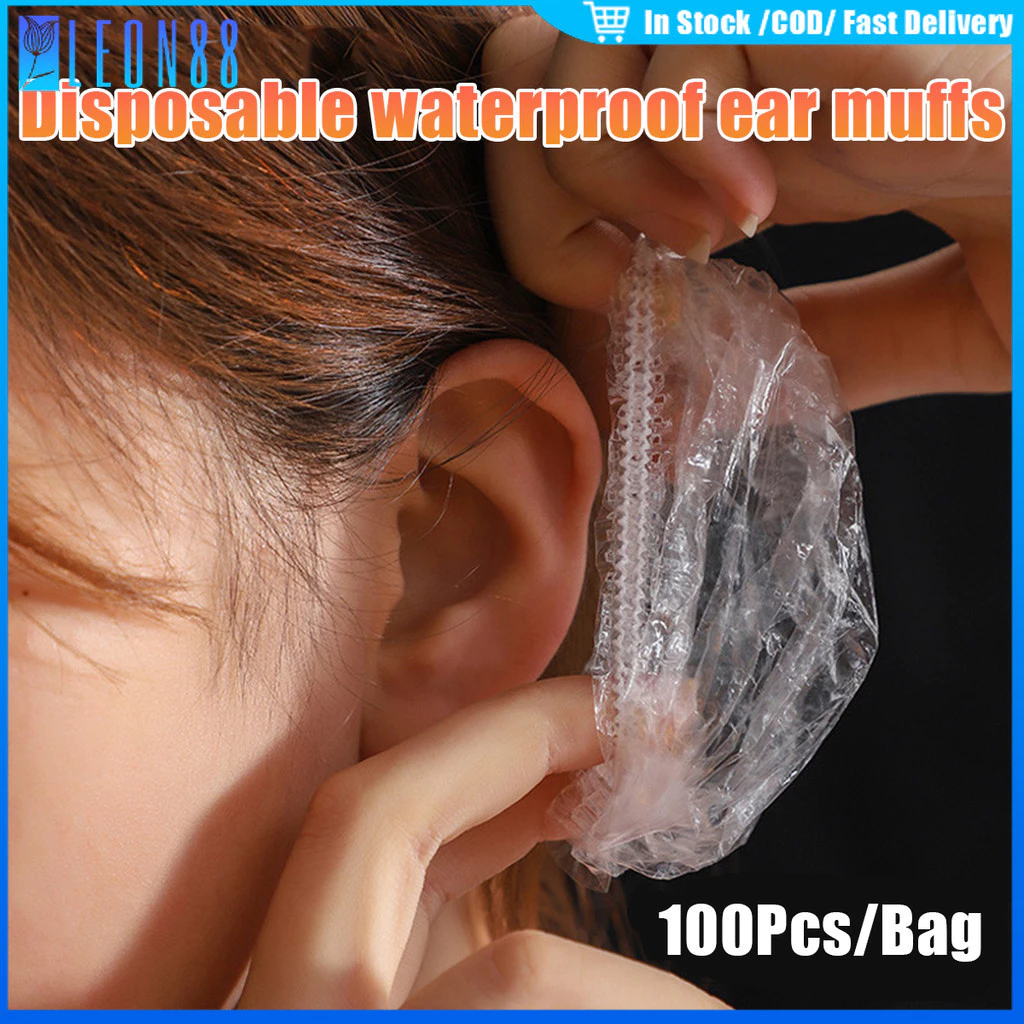 ของมาใหม่!ถุงพลาสติกครอบหู 100ชิ้น/แพ็ค สำหรับย้อมผม แบบใช้แล้วทิ้ง กันน้ำ สระผม ทำผม
