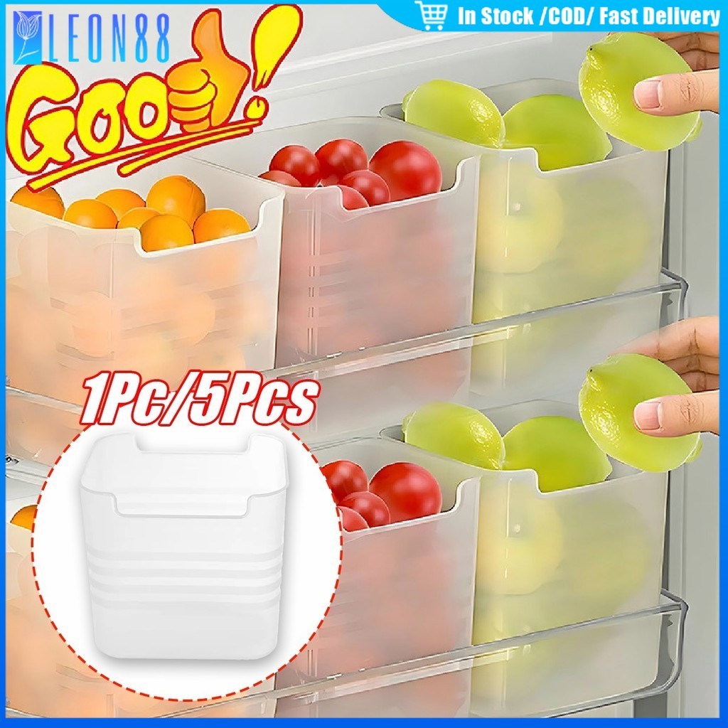 ของมาใหม่！กล่องเก็บของประตูด้านข้างตู้เย็น 5ชิ้น กล่องแยกของ จัดระเบียบตู้เย็น กล่องถนอมอาหาร