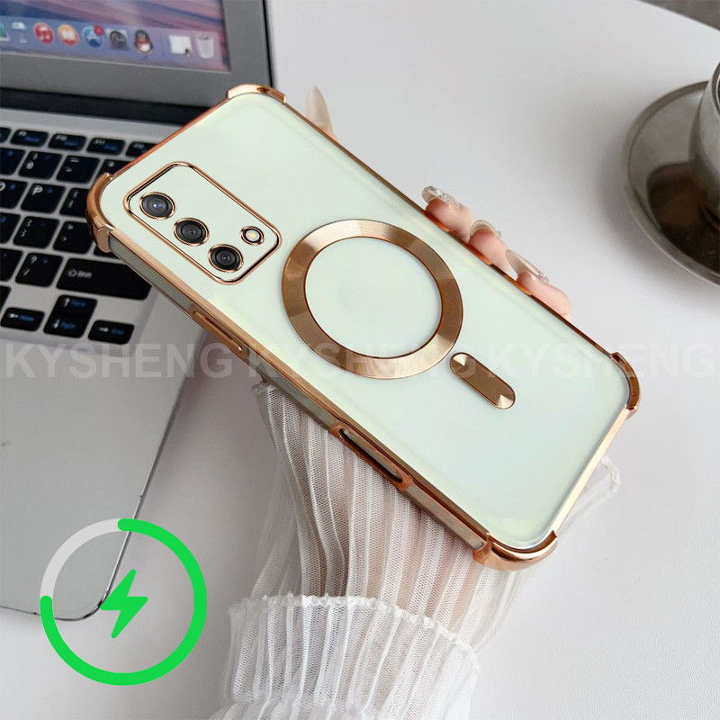 สําหรับ OPPO A74 4G A95 5G เคสโทรศัพท์ TPU ชาร์จแม่เหล็กสี่มุม anti drop โปร่งใส soft shell WBQ - รูปที่ 5