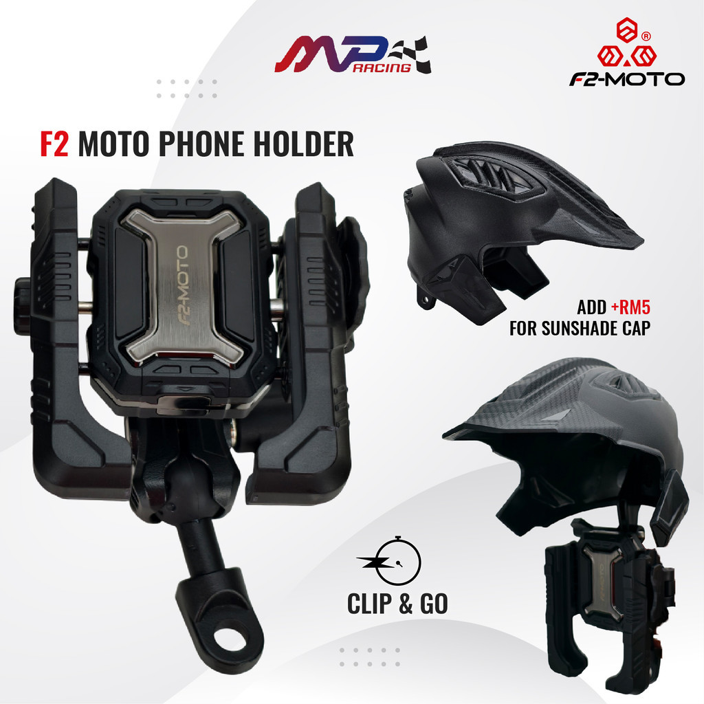 F2-MOTO Anti Vibration/ Anti Shake Phone Holder รถจักรยานยนต์ Handphone + หมวกบังแดด
