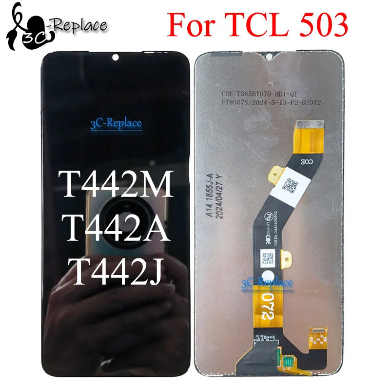 สีดํา 6.6 นิ้วสําหรับ TCL 503 T442M T442A T442J LCD DIsplay Touch Screen Digitizer Assembly เปลี่ยนช