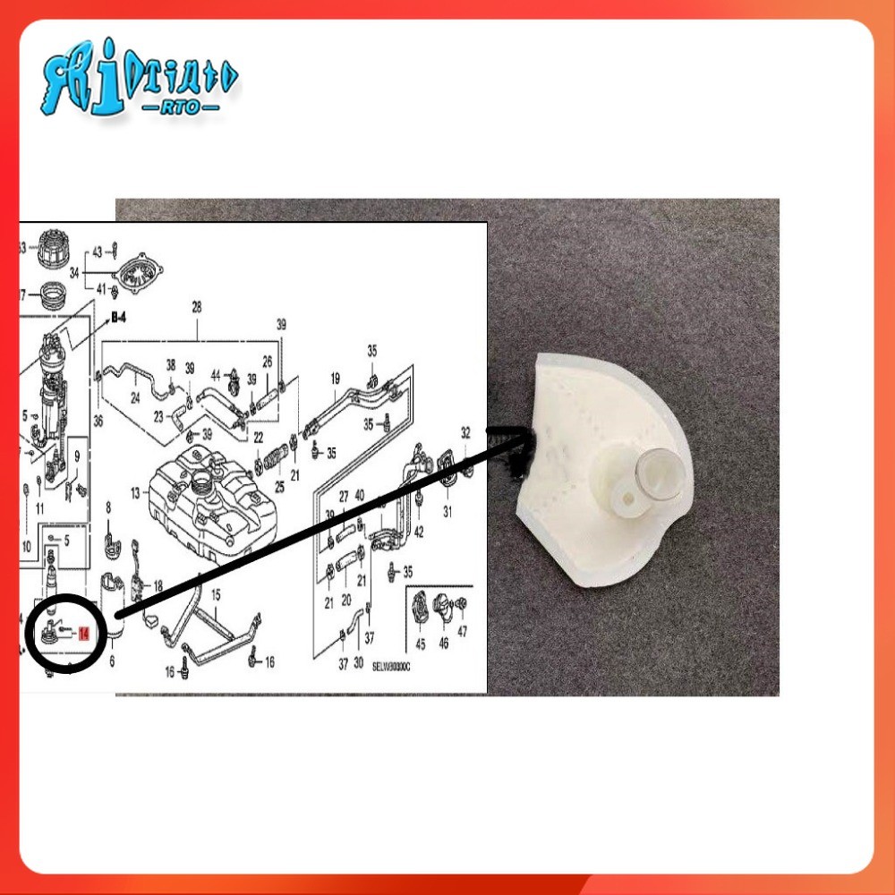 ปั๊มเชื้อเพลิงกรองกรองหน้าจอสําหรับ HONDA CITY GD6 GD8 2003-2008 / สําหรับ HONDA JAZZ 1.3L 1.5L GD1 GD3 2003 2004 2005 2006 2007 2008 หมายเลขชิ้นส่วน: 17516-SA-000