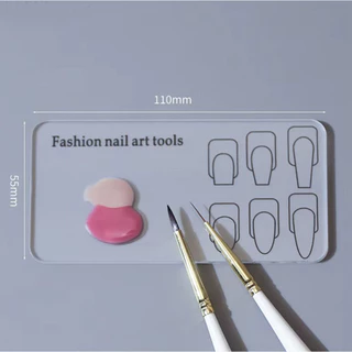 ( แผ่นอะคริลิค ฝึกทำเล็บ) 💅จานสี พร้อมพิมท์รูปเล็บ 6รูปทรง สําหรับฝึกเพ้นท์เล็บ / อุปกรณ์ทำเล็บ