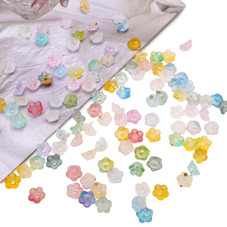 ลูกปัดดอกไม้เล็กไล่สีทองวาว 6x3mm 100 ชิ้น สำหรับ DIY งานเครื่องประดับทำสร้อยดอกไม้ สร้อยข้อมือ และสร้อยคอ