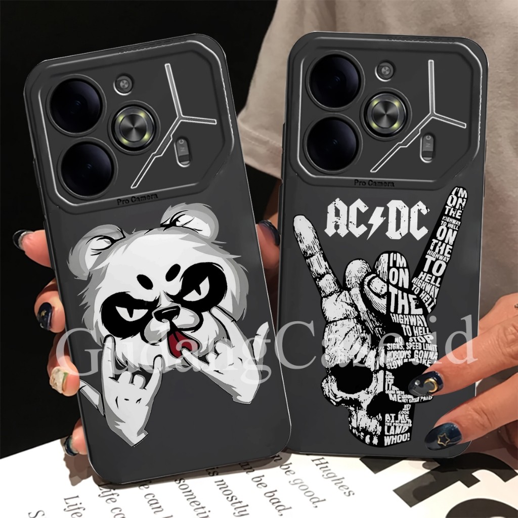 เคส Pova 6 4G / Pova 6 5G / Pova 6 Pro 5G Softcase ตัวป้องกันกล้องแบบยืดหยุ่นสีดําและสีขาว Motif