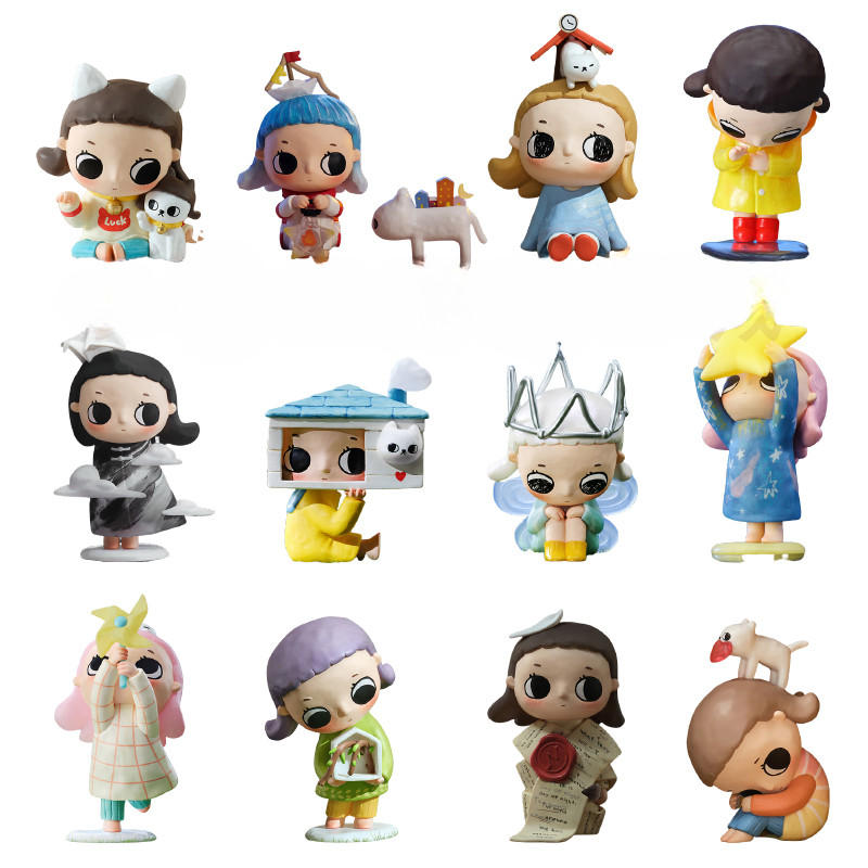 P POPMART Nyota Nyota Free Growth Series Mystery Box เครื่องประดับน่ารัก