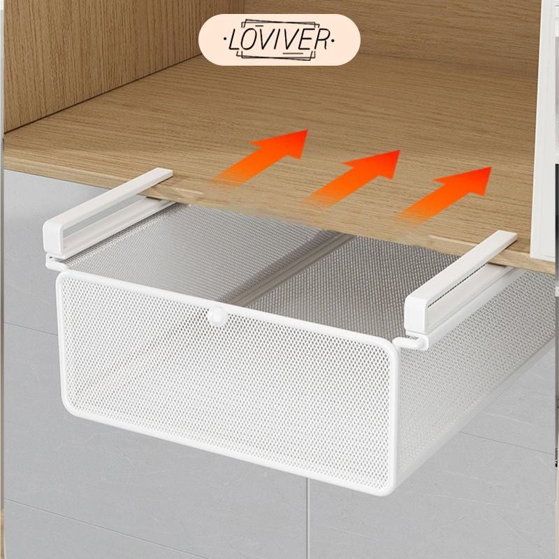 LOVIVER แขวนดึงลิ้นชักตะกร้าสไลด์ในตะกร้าออแกไนเซอร์สําหรับบ้านตู้กับข้าวหอพัก - รูปที่ 3