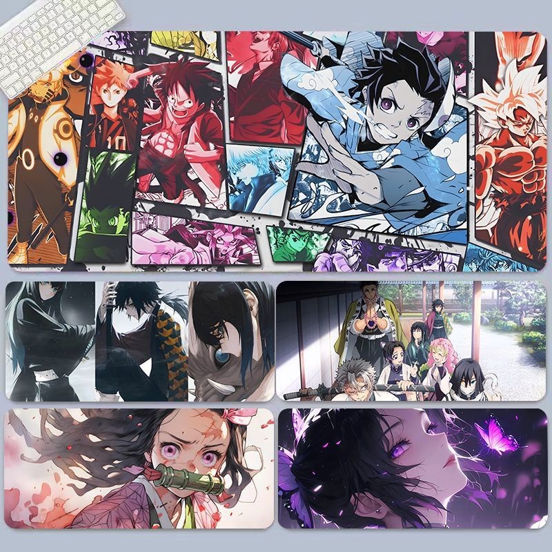 แผ่นรองเมาส์อนิเมะ Demon Slayer ขนาดใหญ่ เหมาะสำหรับแผ่นรองคีย์บอร์ดและแผ่นรองโต๊ะ