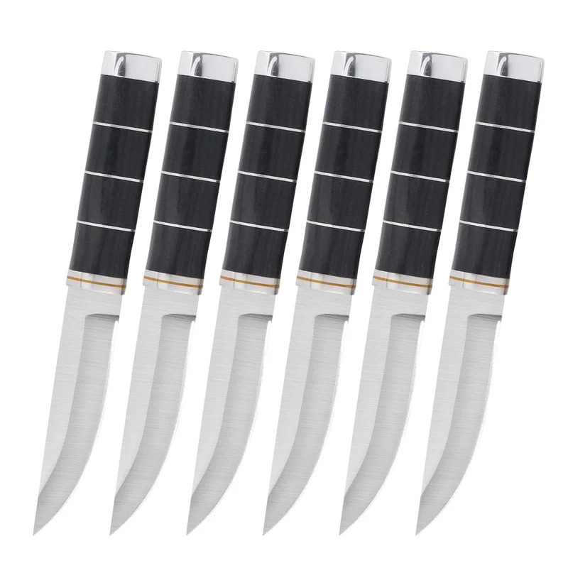 2/4/6/8Pcs Steak Knives Set Sharp Blade Kitchen Utility Knife 3cr13 Stainless Steel Black Pakka Wood