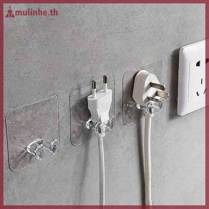 MULINHE 10 ชิ้น Wall Storage Hook Punch-ฟรีปลั๊กซ็อกเก็ตผู้ถือห้องครัว Stealth Hook Wall กาวแขวนห้องน้ํา TH