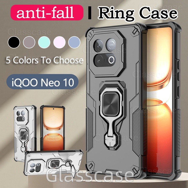 IQOO Neo 10 2025 สําหรับ Vivo iQOO Neo 10 1 0 Neo10 iQOONeo10 เกราะโลหะแหวนเคสโทรศัพท์วงเล็บ Stent ก