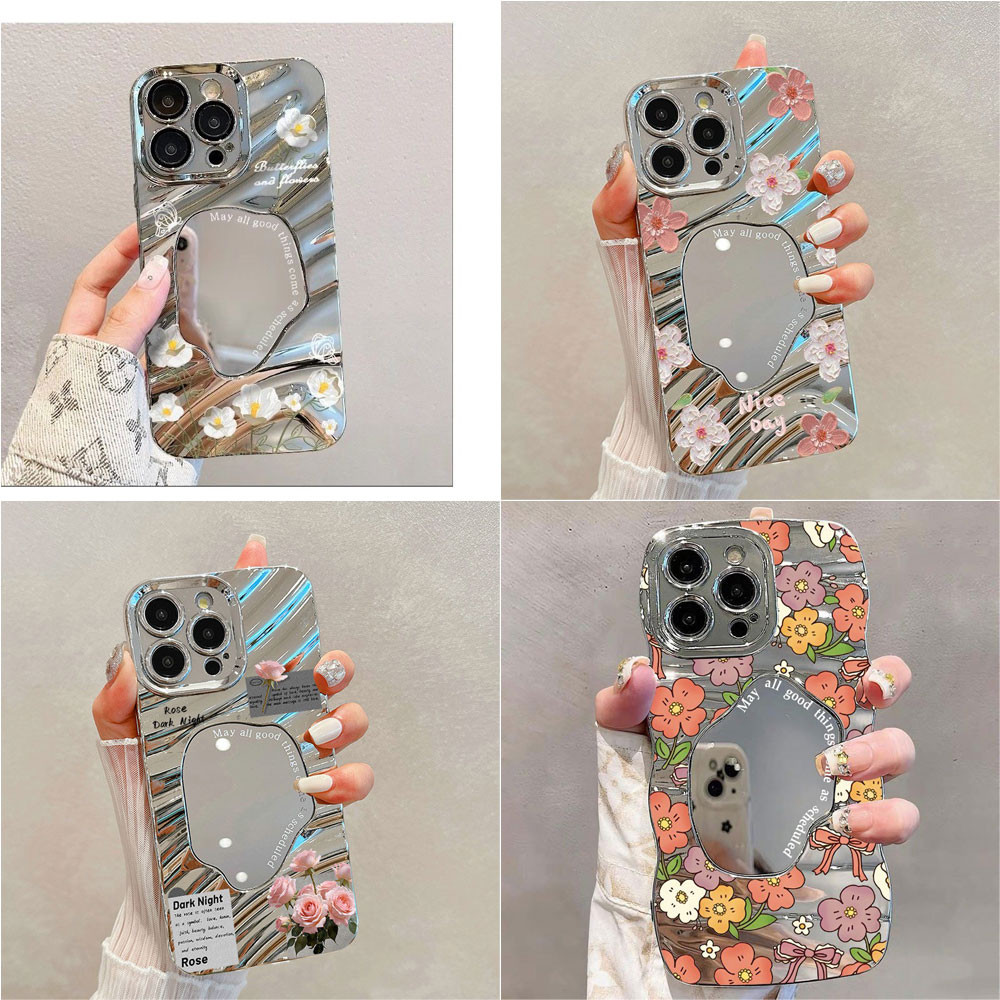 Makeup Mirror เคส For For iPhone 16 13 11 17 Air 15 14 Pro Max 12 7 8 Plus XR X Xs 14promax 16promax เคสโทรศัพท์มือถือ