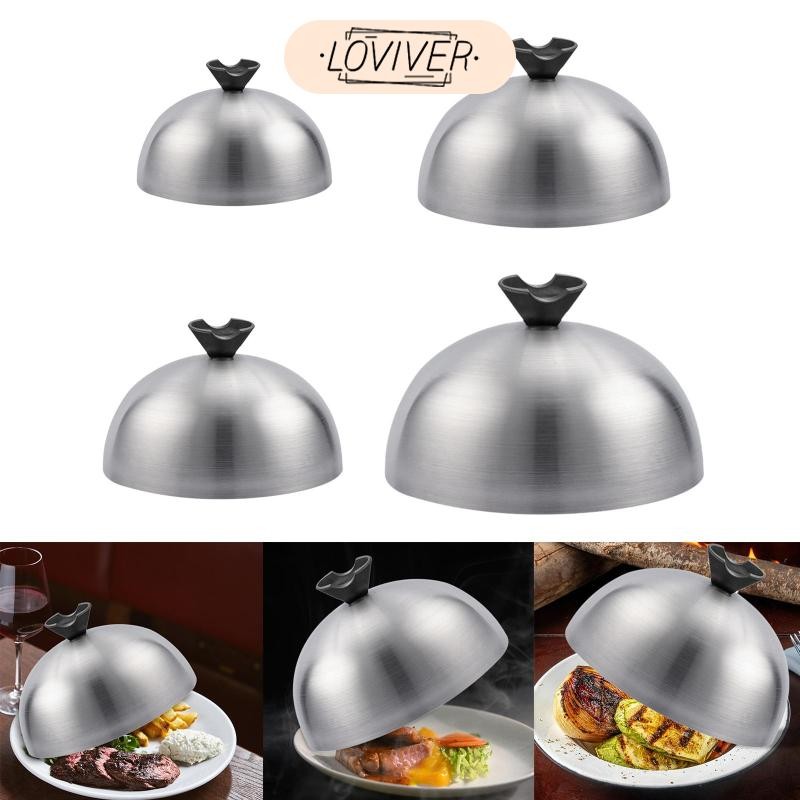 LOVIVER ฝาครอบเบอร์เกอร์รอบฝาหม้อ Griddle Grill อุปกรณ์เสริมแผ่นเหล็กสแตนเลสอเนกประสงค์โดมสําหรับเทปันยากิแฮมเบอร์เกอร์ Patties
