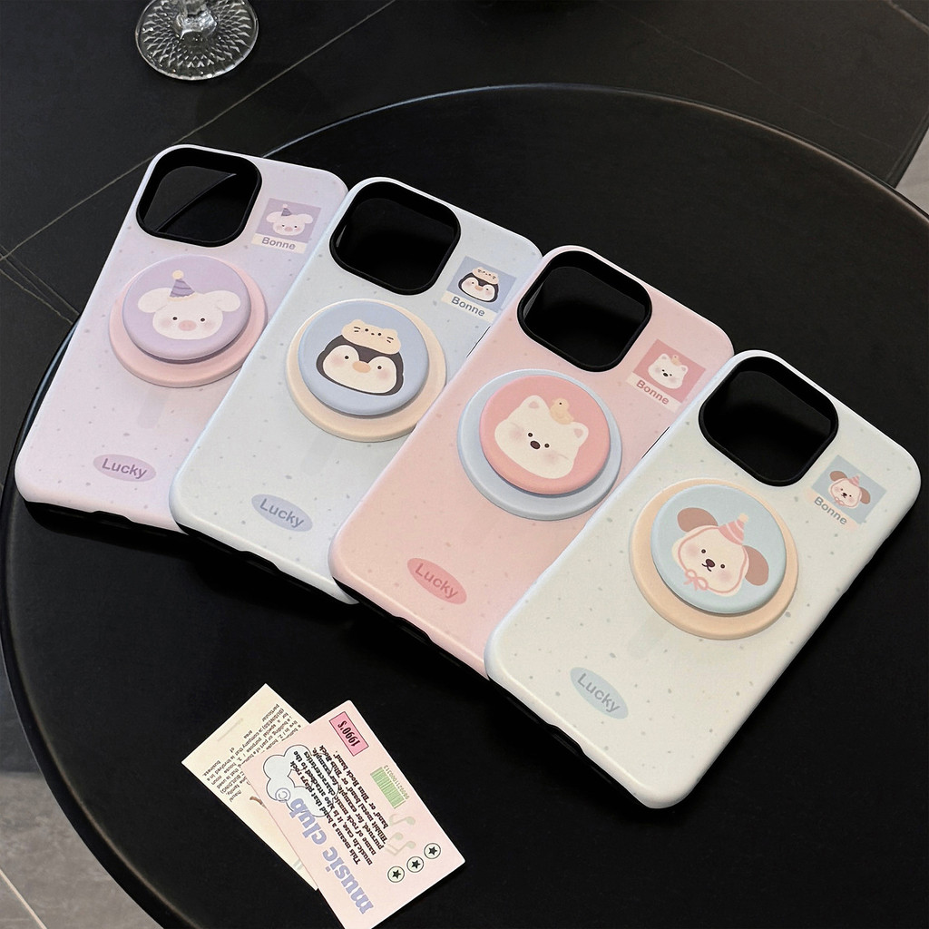 น่ารักสัตว์หมูแม่เหล็กกรณีที่มีผู้ถือสําหรับ ไอโฟน 16 บวก 15 14 11 12 13 มินิ มือโปร สูงสุด ปลอกฝาครอบป้องกัน ที่2445