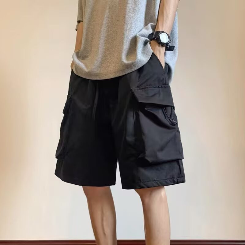 EERSHENSHI กางเกงขาสั้นผู้ชาย Street Mechanical Style Hip Hop Loose Cargo Shorts