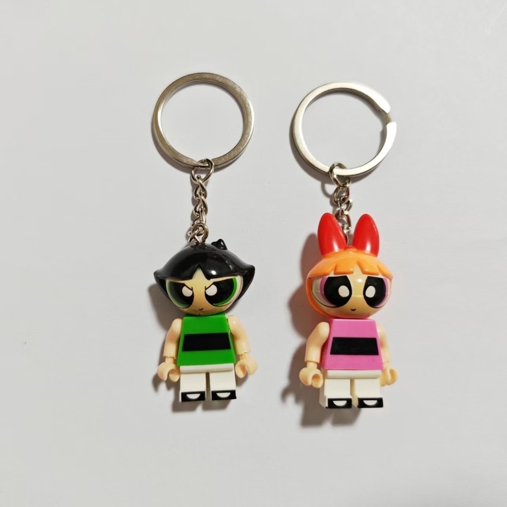 Powerpuff Girls พวงกุญแจตุ๊กตาน่ารักการ์ตูนกระเป๋าเป้สะพายหลังจี้คู่พวงกุญแจของขวัญวันเกิดจัดส่งฟรี - รูปที่ 2