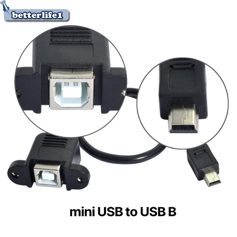 BTM Mini USB เป็น USB B พร้อมสกรูเมาท์แผง Mini USB ตัวผู้เป็น USB B ตัวเมียขยาย