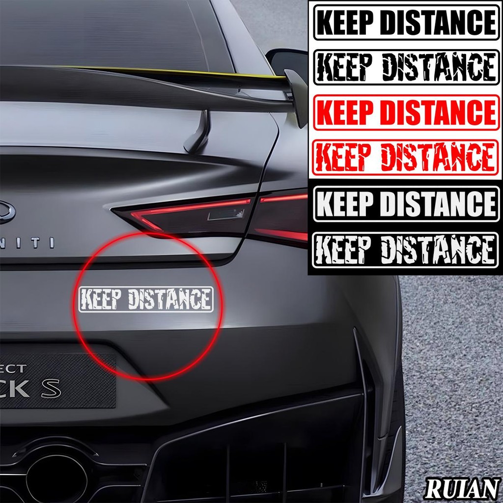 "KEEP DISTANCE"สติ๊กเกอร์ติดรถสะท้อนแสง สติ๊กเกอร์ไวนิลสําหรับ Toyota Vios, Hilux, Wigo, Raize, Innova, Avanza, HiAce, Fortuner, Corolla Altis, Yaris กันน้ํา ยูวี ทน