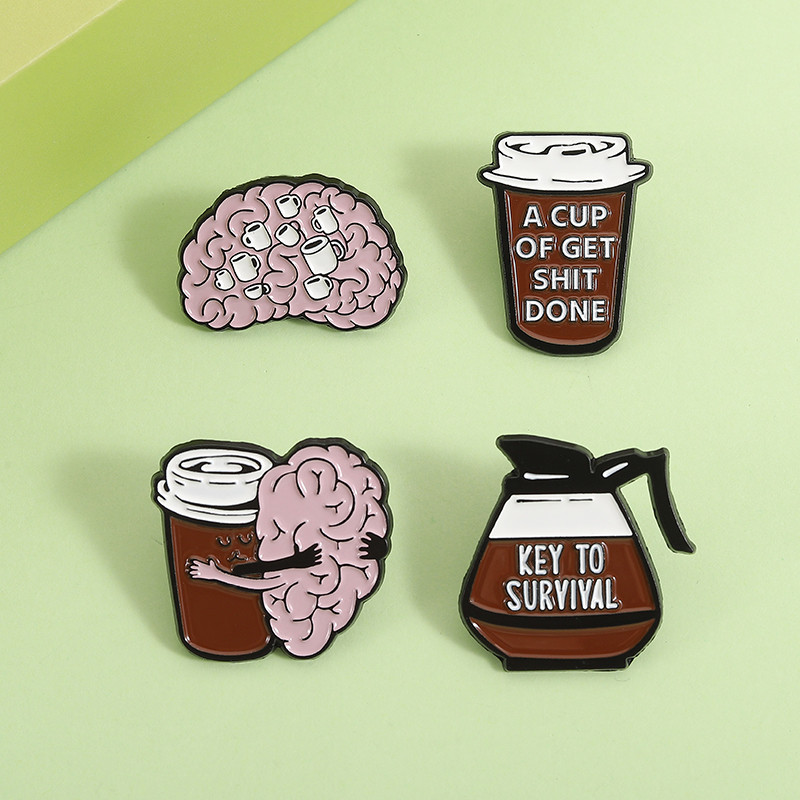 Creative Coffee Brain Enamel Pin คีย์ต่อการอยู่รอด เข็มกลัด enamel pin เป็นของขวัญสำหรับคนรักกาแฟ - รูปที่ 3