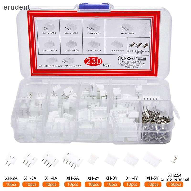 Erudent 230 ชิ้น XH2.54 PH2.0 2 P 3 P 4 P 5 ขา 2.54 มม.2.0 มม.Pitch Terminal Kit JST Connector ขั้วต่อสายไฟ Adaptor กล่องบรรจุใหม่