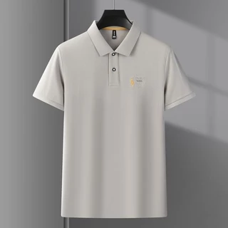 เสื้อโปโลผู้ชายปักหลวมสบายๆธุรกิจแฟชั่นแขนสั้นอเนกประสงค์