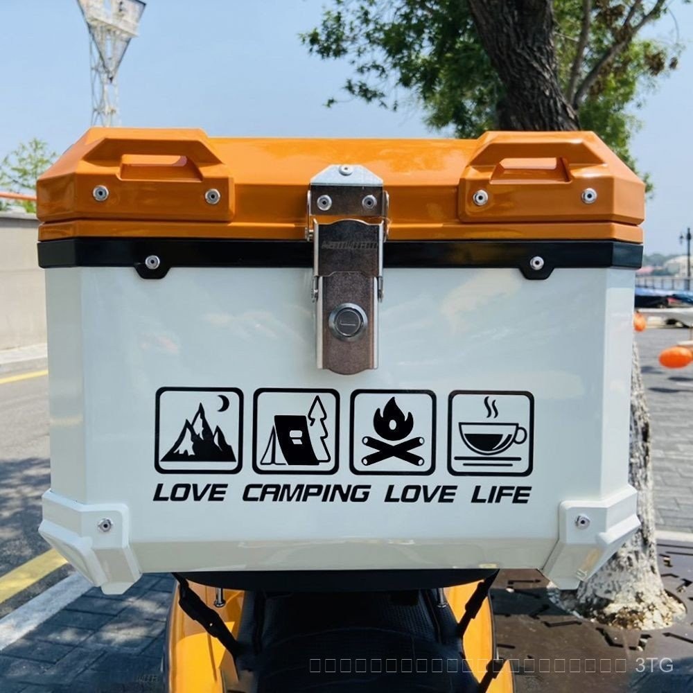 ติดสติ๊กเกอร์กล่องท้ายรถสกู๊ตเตอร์ Victoria สำหรับตกแต่งรถจักรยานยนต์ดัดแปลง Bonfire Camping สามกล่อง H9QP