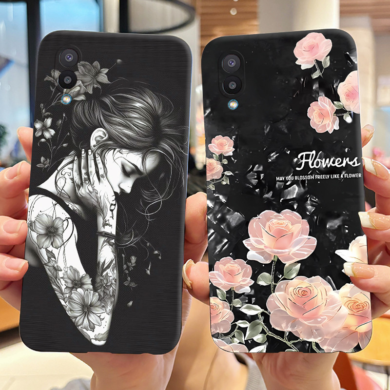 SAMSUNG สําหรับSamsung Galaxy A02 M02 ดอกไม้น่ารักสาวนุ่มเคสโทรศัพท์สําหรับSamsung A02 02 GalaxyA02 