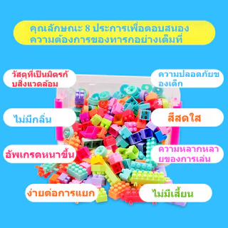 BHQ ของเล่นบล็อกตัวต่อ อนุภาคขนาดใหญ่ 108/256 PCS ด้วยสติกเกอร์ กล่องเก็บของ ของเล่นเด็ก