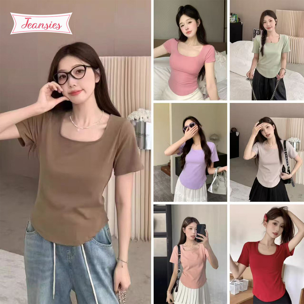 เสื้อยืดแฟชั่นหน้าร้อน  แขนสั้น ดีไซน์ไม่สมมาตร
